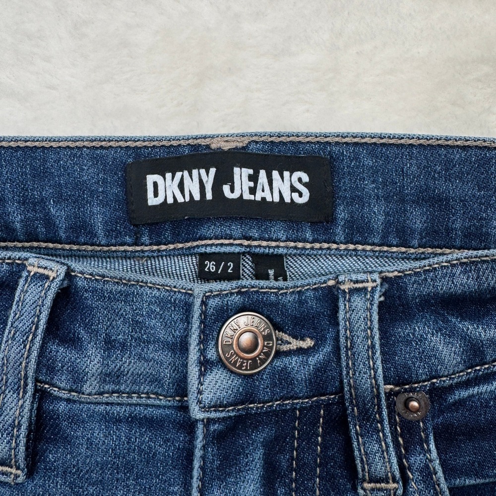 DKNY Jeans Womens 26 Blue High Rise Skinny Stretch Denim Dark Wash - Picture 3 of 12
